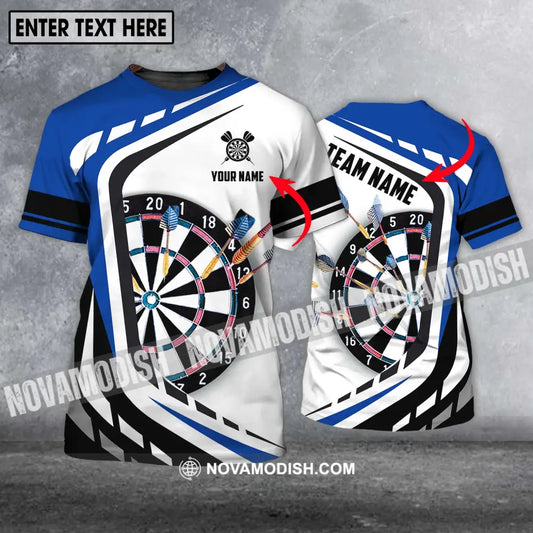 Unisex Shirt - Custom Name And Team Name Shirt Black White And Blue Color Darts Lover Shirt T-shirt