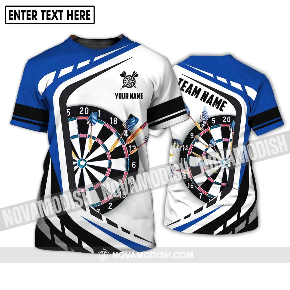 Unisex Shirt - Custom Name And Team Name Shirt Black White And Blue Color Darts Lover Shirt T-Shirt / S T-shirt