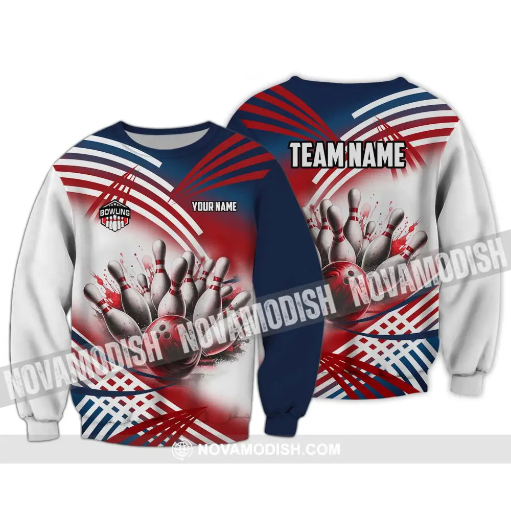 Unisex Shirt - Custom Name And Team Name Shirt Blood Bowling Ball Long Sleeve / S T-shirt