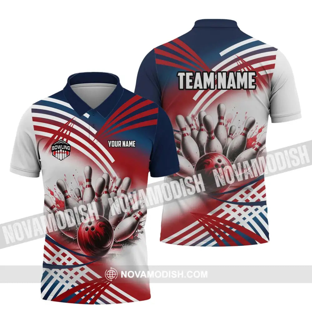 Unisex Shirt - Custom Name And Team Name Shirt Blood Bowling Ball Polo Shirt / S T-shirt