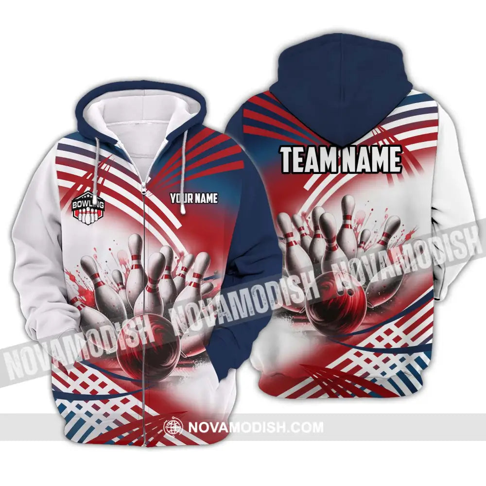 Unisex Shirt - Custom Name And Team Name Shirt Blood Bowling Ball Zipper Hoodie / S T-shirt