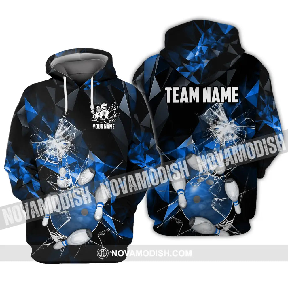 Unisex Shirt - Custom Name And Team Name Shirt Blue Glasses Bowling Hoodie / S T-shirt