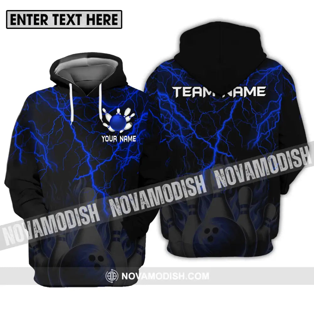 Unisex Shirt - Custom Name And Team Name Shirt Blue Thunder Bowling Hoodie / S T-shirt