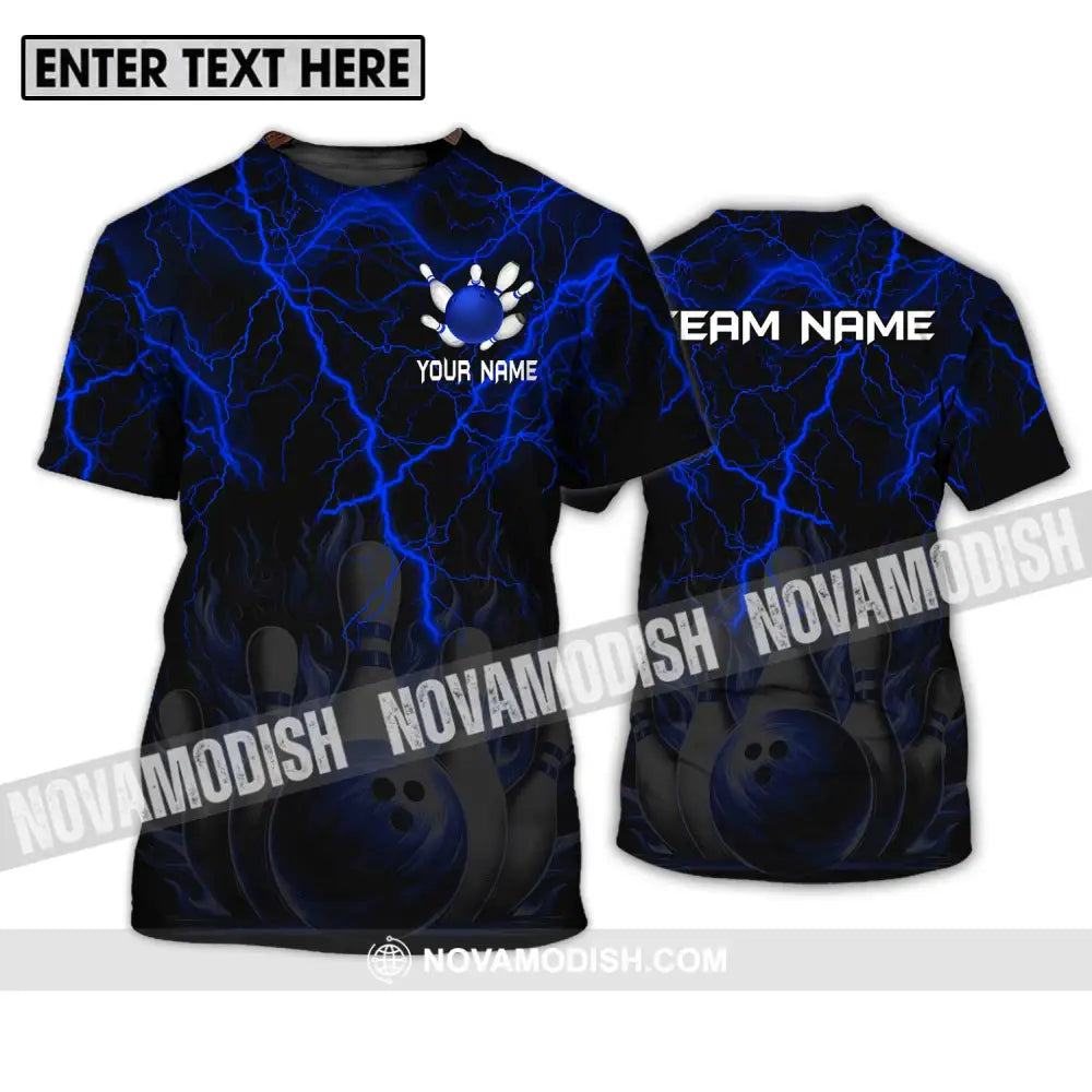 Unisex Shirt - Custom Name And Team Name Shirt Blue Thunder Bowling T-Shirt / S T-shirt