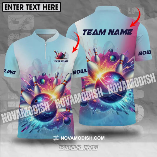 Unisex Shirt - Custom Name And Team Name Shirt Boom Bowling Ball And Pins T-shirt