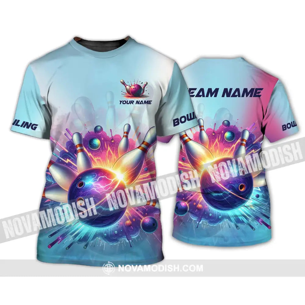 Unisex Shirt - Custom Name And Team Name Shirt Boom Bowling Ball And Pins T-Shirt / S T-shirt