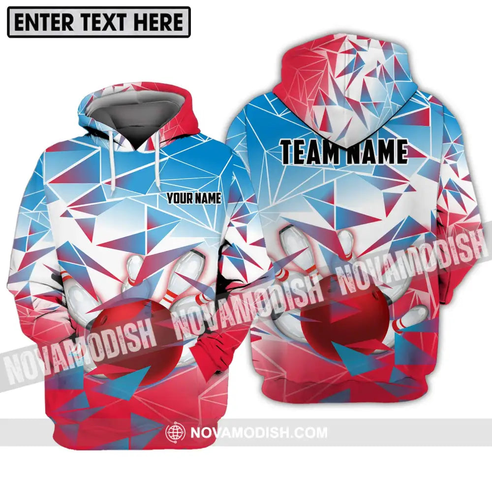 Unisex Shirt - Custom Name And Team Name Shirt Bowling Ball And Pins Triangular Array Hoodie / S T-shirt