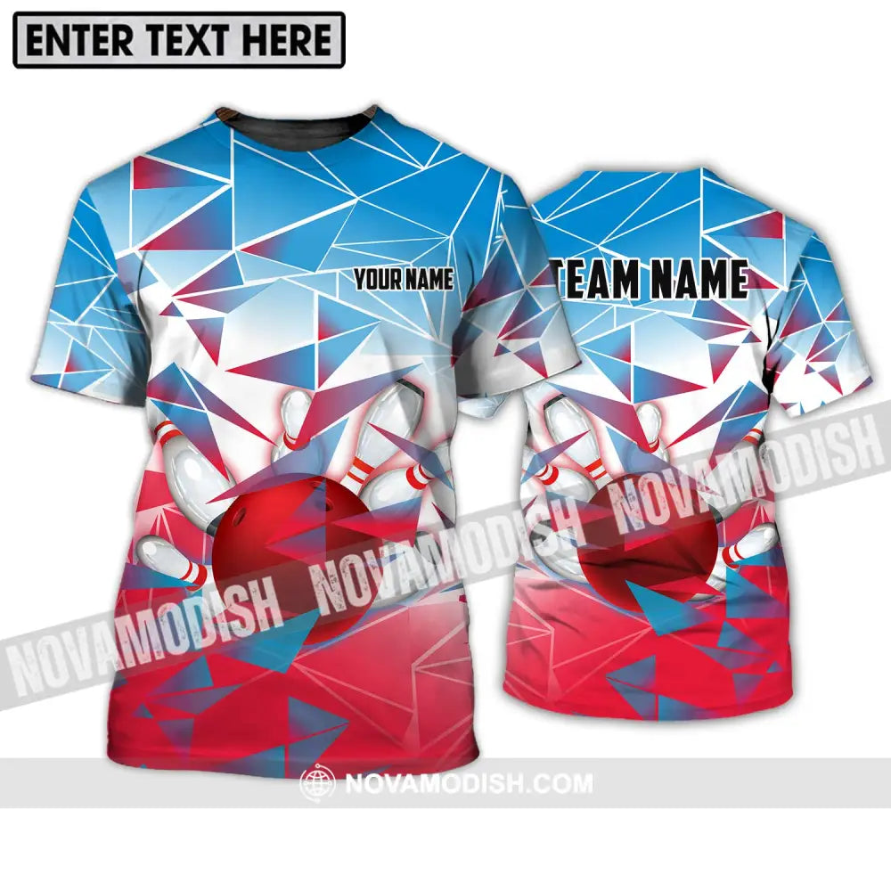 Unisex Shirt - Custom Name And Team Name Shirt Bowling Ball And Pins Triangular Array T-Shirt / S T-shirt