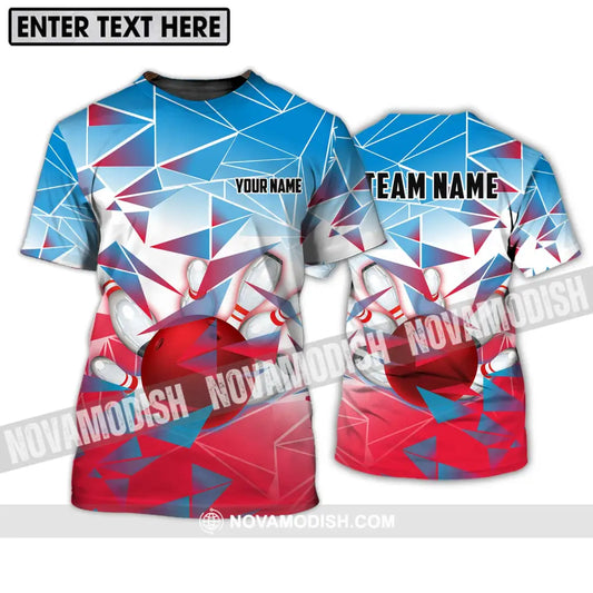 Unisex Shirt - Custom Name And Team Name Shirt Bowling Ball And Pins Triangular Array T-Shirt / S T-shirt