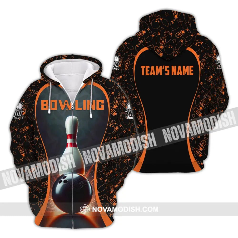 Unisex Shirt Custom Name And Team Bowling Club Polo Zipper Hoodie / S T-Shirt