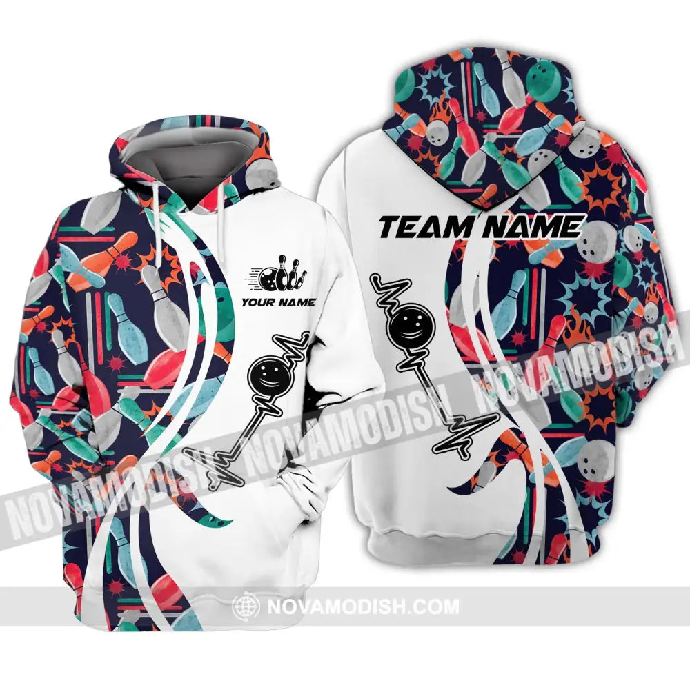 Unisex Shirt - Custom Name And Team Name Shirt Bowling Color Heart Beat Shirt Hoodie / S T-shirt