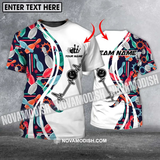 Unisex Shirt - Custom Name And Team Name Shirt Bowling Color Heart Beat Shirt T-shirt
