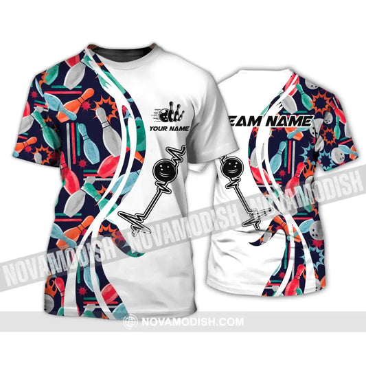Unisex Shirt - Custom Name And Team Name Shirt Bowling Color Heart Beat Shirt T-Shirt / S T-shirt
