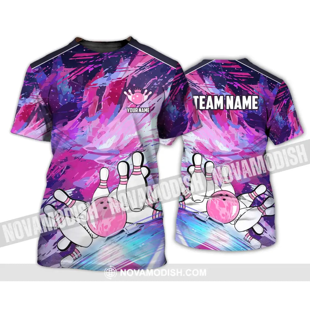 Unisex Shirt - Custom Name And Team Name Shirt Bowling Colorful Line Shirt T-Shirt / S T-shirt