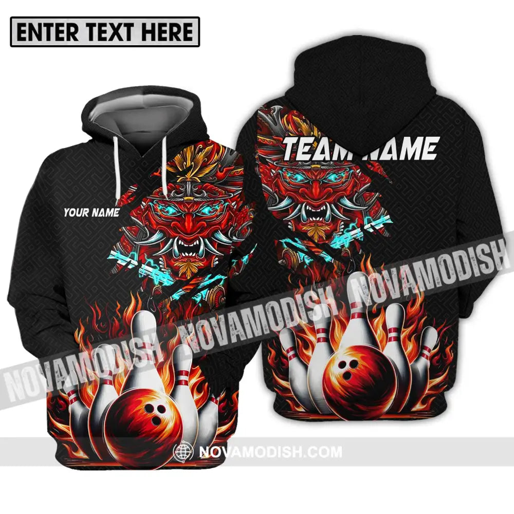 Unisex Shirt - Custom Name And Team Name Bowling Shirt Fire Dragon Head Hoodie / S T-shirt