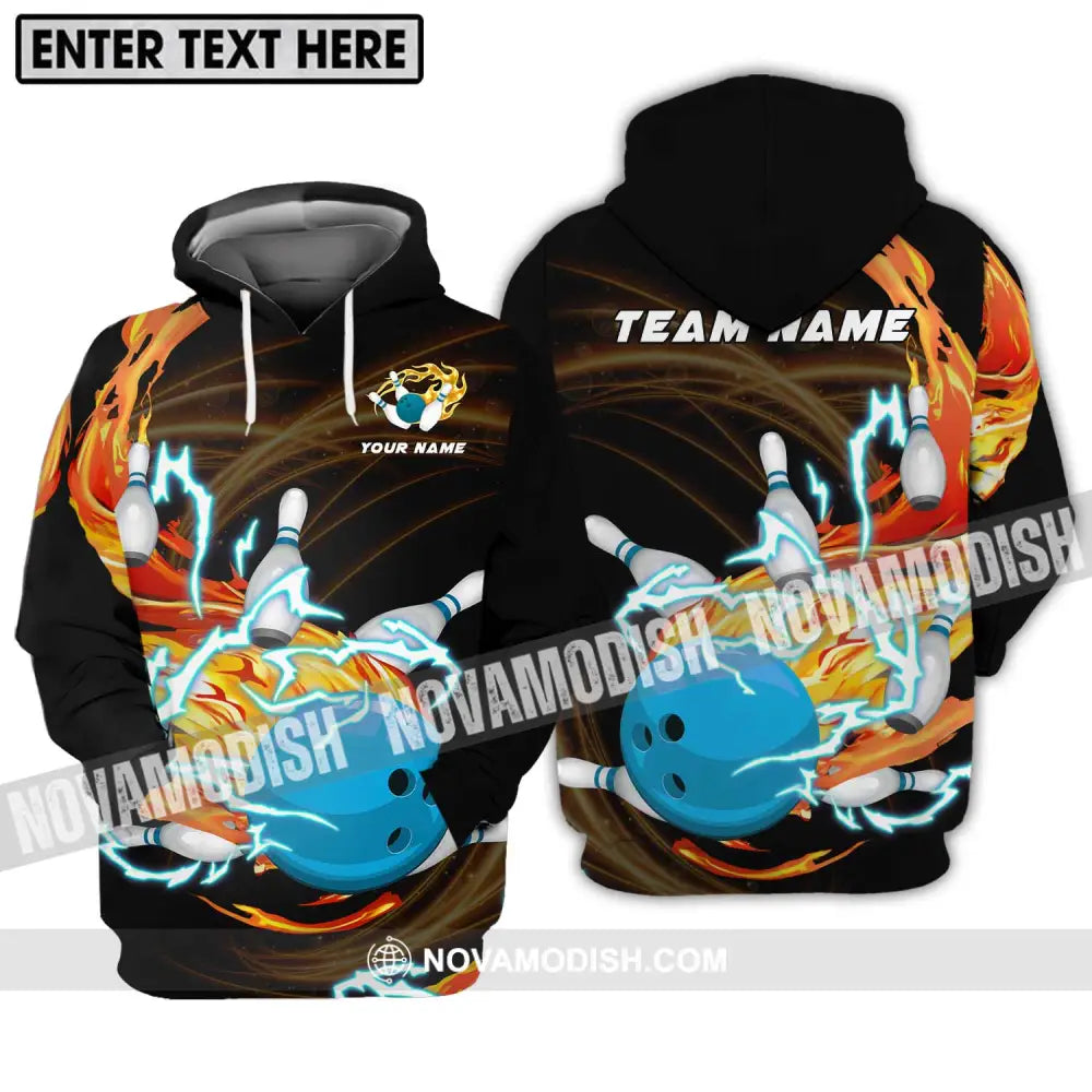 Unisex Shirt - Custom Name And Team Name Bowling Shirt Fire And Water Hoodie / S T-shirt