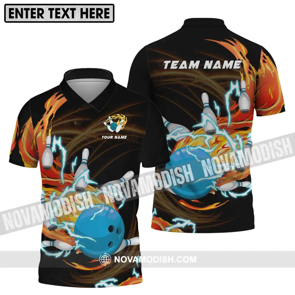 Unisex Shirt - Custom Name And Team Name Bowling Shirt Fire And Water Polo Shirt / S T-shirt