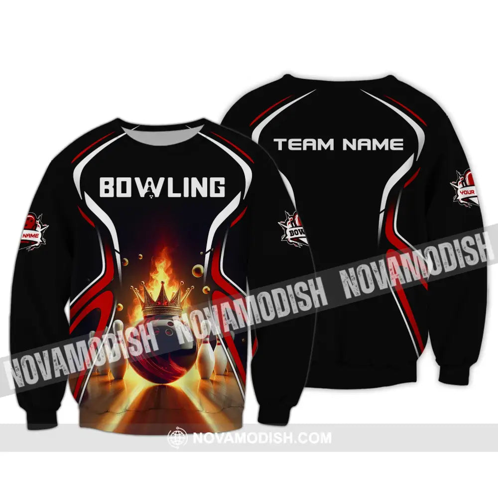 Unisex Shirt Custom Name And Team Bowling For Clubs Long Sleeve / S T-Shirt