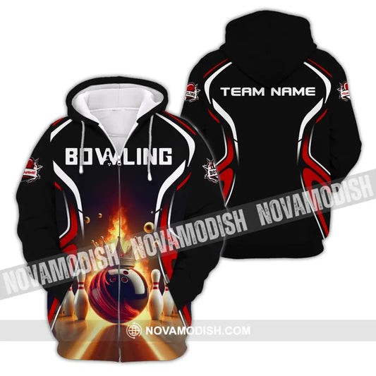 Unisex Shirt Custom Name And Team Bowling For Clubs Zipper Hoodie / S T-Shirt
