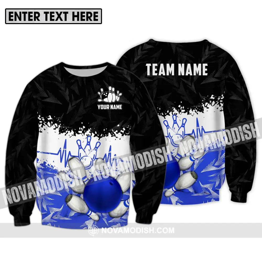 Unisex Shirt - Custom Name And Team Name Shirt Bowling Heartbeat Long Sleeve / S T-shirt