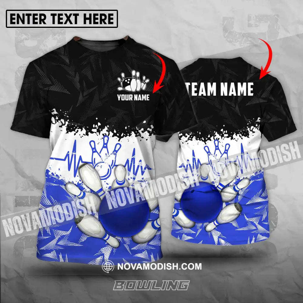 Unisex Shirt - Custom Name And Team Name Shirt Bowling Heartbeat T-shirt