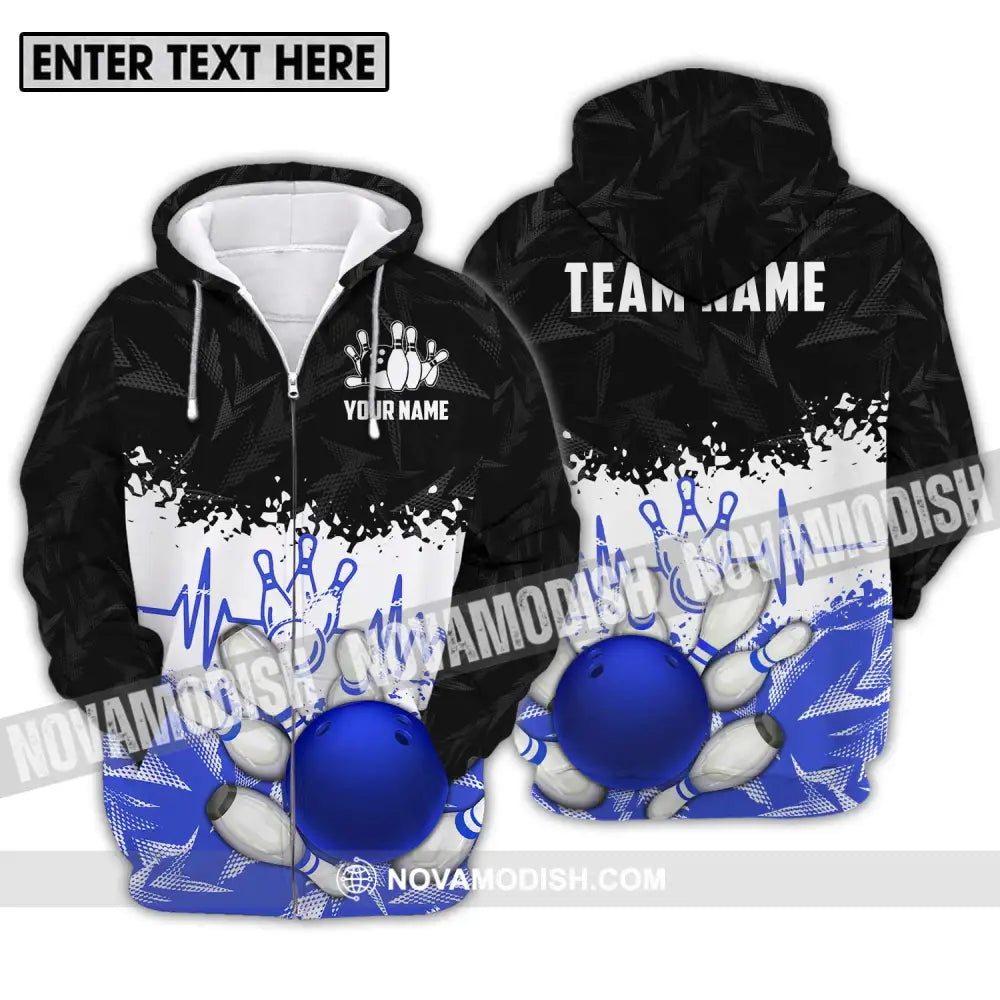 Unisex Shirt - Custom Name And Team Name Shirt Bowling Heartbeat Zipper Hoodie / S T-shirt