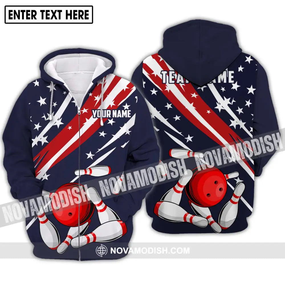 Unisex Shirt - Custom Name And Team Name Shirt - Bowling Hoodie - Bowling Lover Gift - Bowling Shirt Zipper Hoodie / S