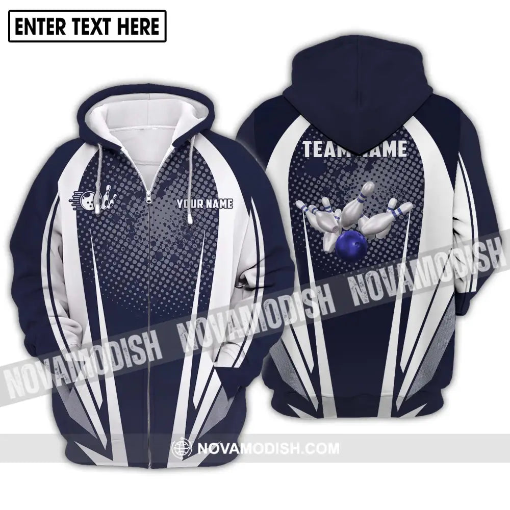 Unisex Shirt - Custom Name And Team Name Shirt - Bowling Hoodie - Bowling Lover Gift - Bowling Shirt Zipper Hoodie / S