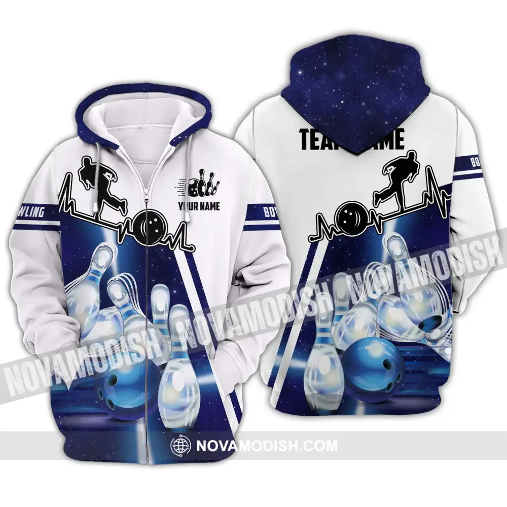 Unisex Shirt - Custom Name And Team Name Shirt - Bowling Hoodie - Bowling Lover Gift - Bowling Shirt Zipper Hoodie / S