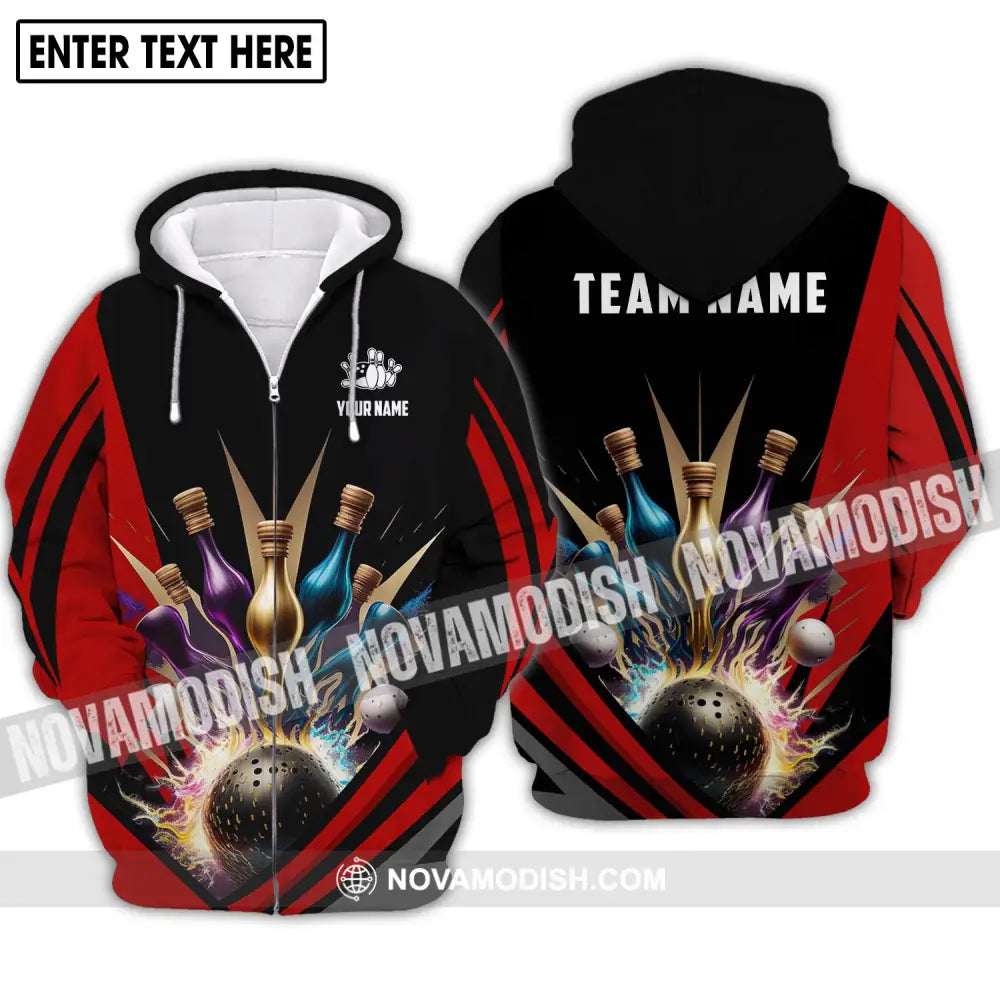 Unisex Shirt - Custom Name And Team Name Shirt - Bowling Hoodie Polo Shirt - Bowling Lover Gift - Bowling Player Shirt