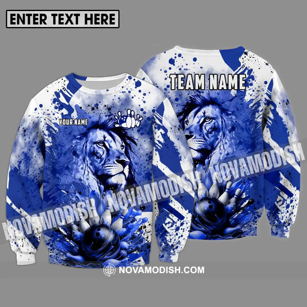 Unisex Shirt - Custom Name And Team Name Bowling Shirt Ice Lion Long Sleeve / S T-shirt