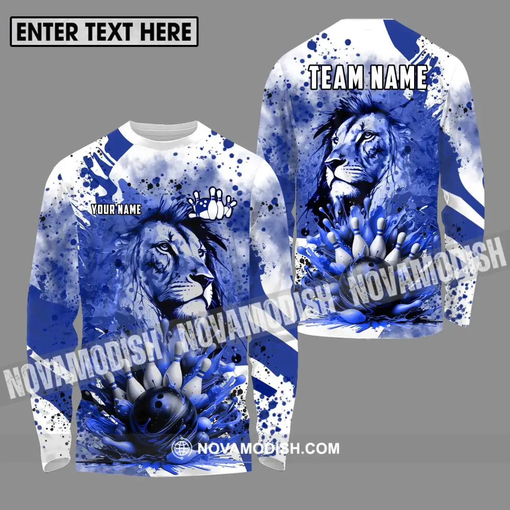 Unisex Shirt - Custom Name And Team Name Bowling Shirt Ice Lion Long Sleeve Shirt / S T-shirt