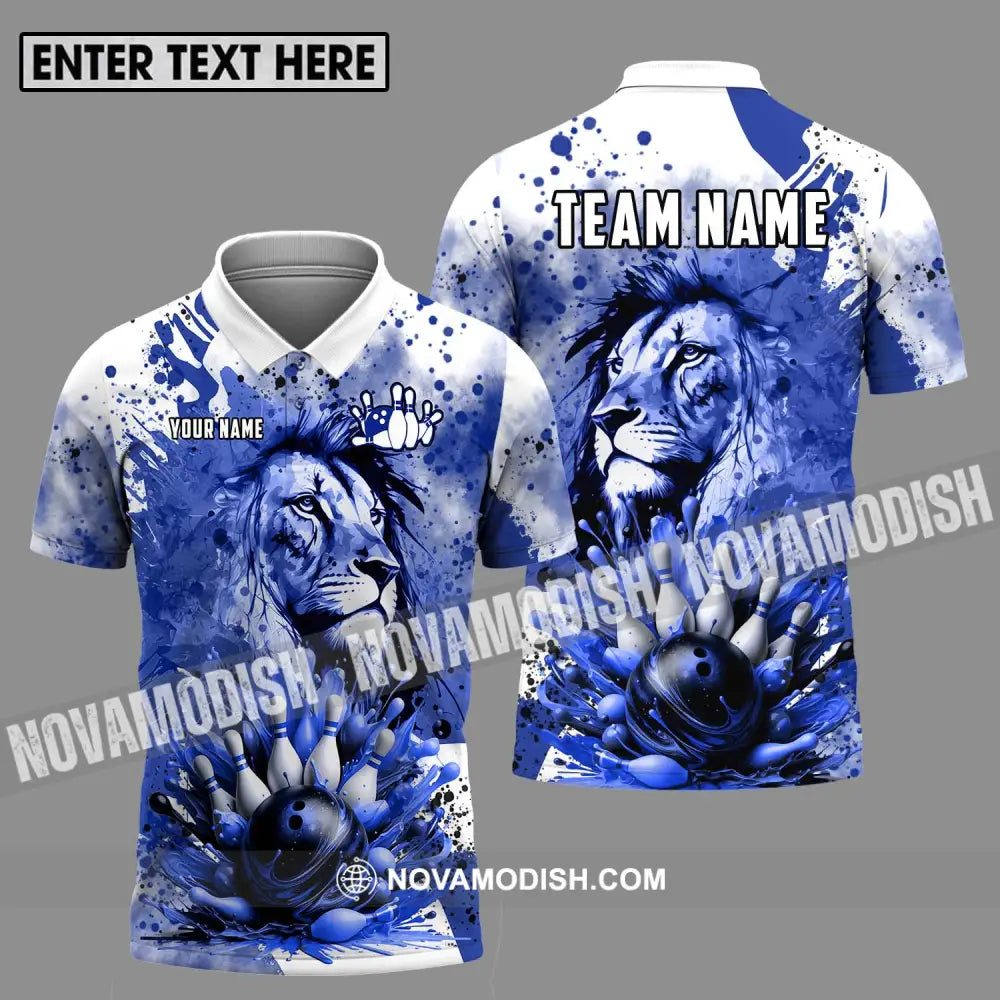Unisex Shirt - Custom Name And Team Name Bowling Shirt Ice Lion Polo Shirt / S T-shirt