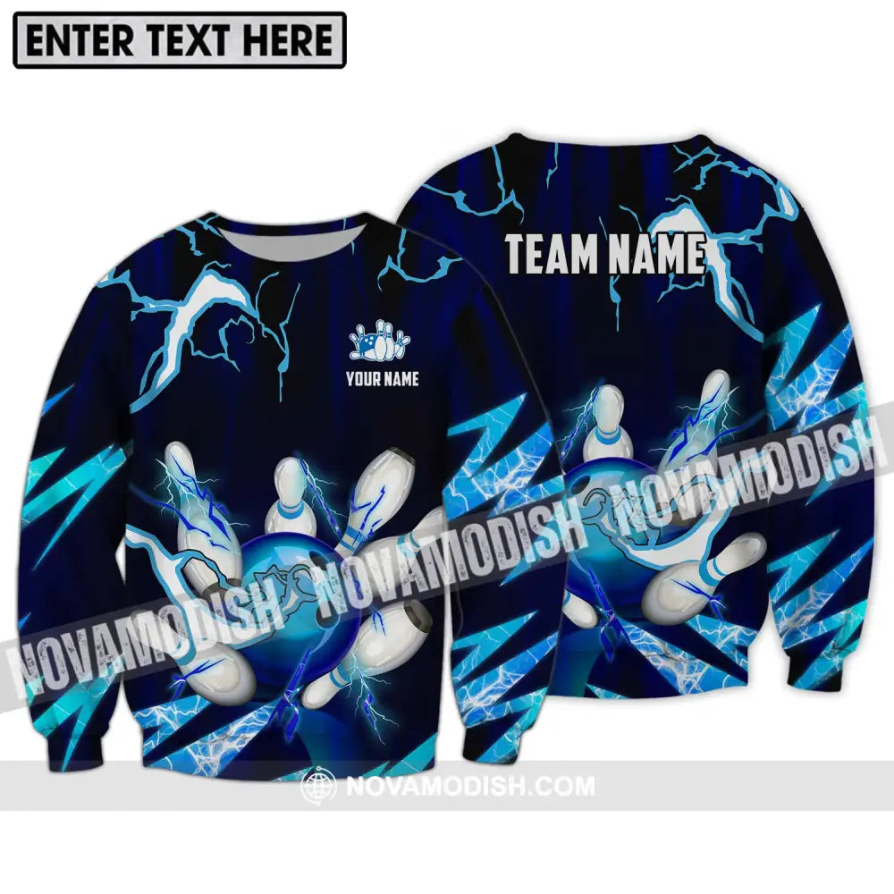 Unisex Shirt - Custom Name And Team Name Shirt Bowling Ice Pins Shirt Long Sleeve / S T-shirt
