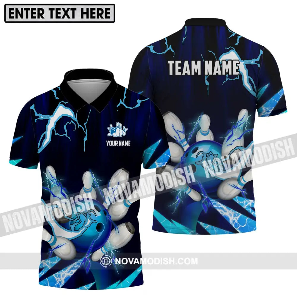 Unisex Shirt - Custom Name And Team Name Shirt Bowling Ice Pins Shirt Polo Shirt / S T-shirt