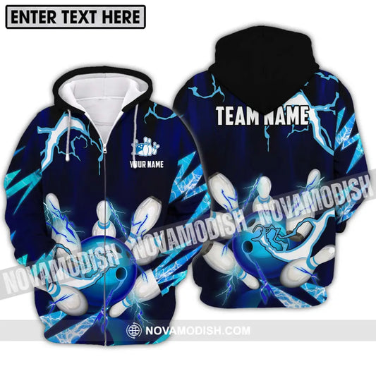 Unisex Shirt - Custom Name And Team Name Shirt Bowling Ice Pins Shirt Zipper Hoodie / S T-shirt