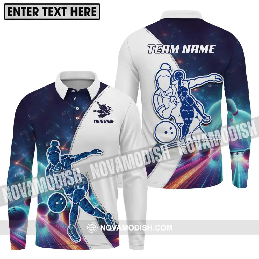 Unisex Shirt - Custom Name And Team Name Bowling Lover Shirt Cool Bowling Long Sleeve Polo / S T-shirt