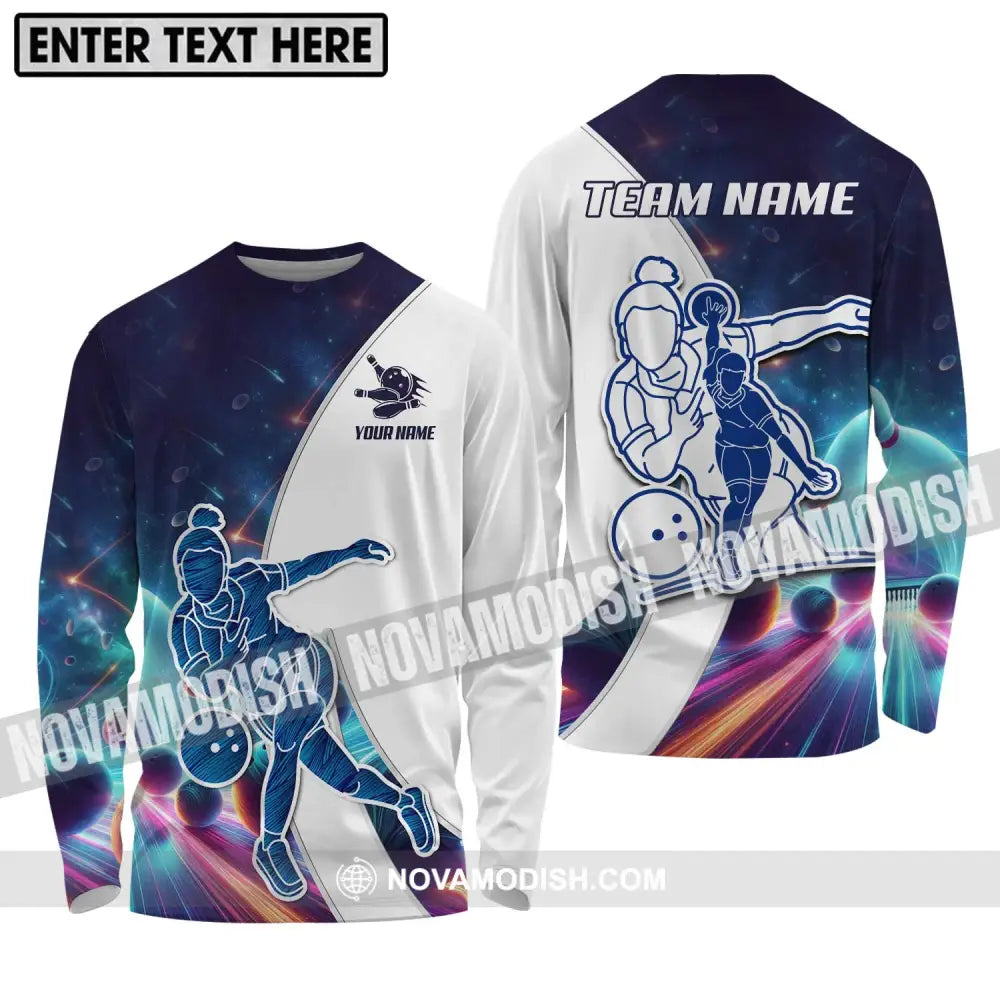 Unisex Shirt - Custom Name And Team Name Bowling Lover Shirt Cool Bowling Long Sleeve Shirt / S T-shirt