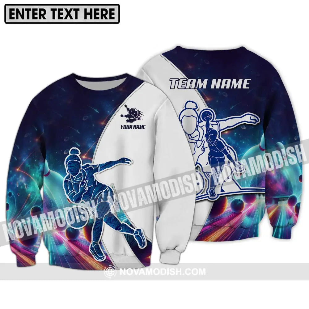 Unisex Shirt - Custom Name And Team Name Bowling Lover Shirt Cool Bowling Long Sleeve / S T-shirt