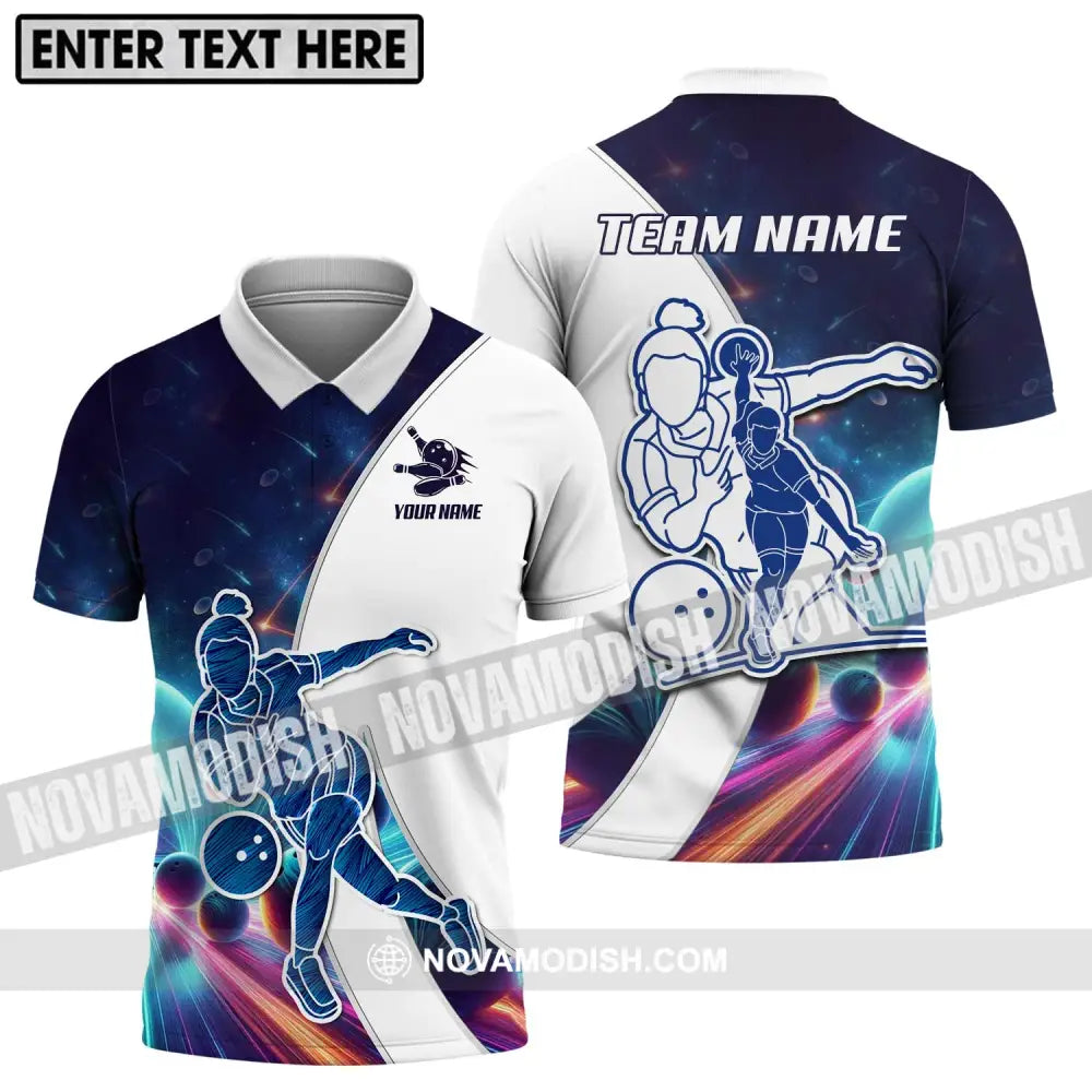 Unisex Shirt - Custom Name And Team Name Bowling Lover Shirt Cool Bowling Polo Shirt / S T-shirt