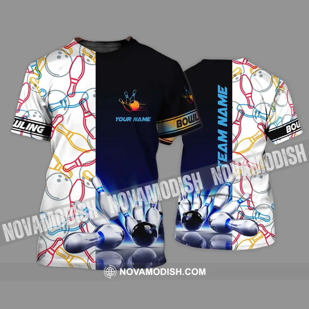 Unisex Shirt - Custom Name And Team Name Bowling Lover Shirt Dark Bowling Ball And Line Color Pins T-Shirt / S T-shirt