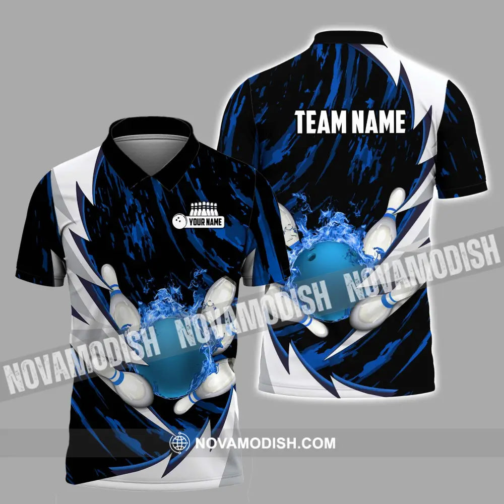 Unisex Shirt - Custom Name And Team Name Bowling Lover Shirt Bowling Dark Blue Polo Shirt / S T-shirt