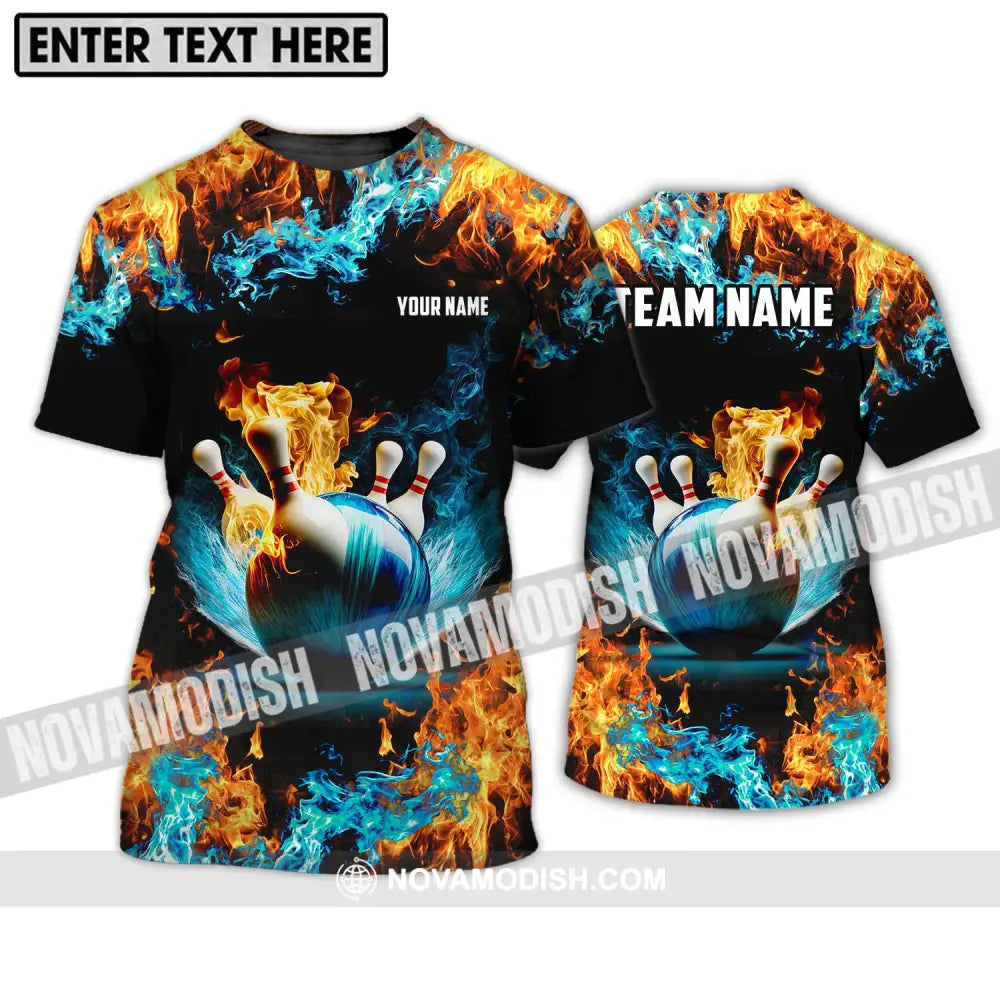 Unisex Shirt - Custom Name And Team Name Bowling Lover Shirt Fire And Water T-Shirt / S T-shirt