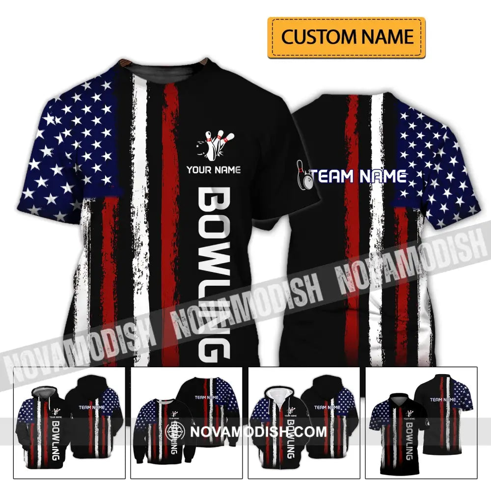Unisex Shirt - Custom Name And Team Name Shirt - Bowling Lover Gift - Bowling Shirt T-shirt