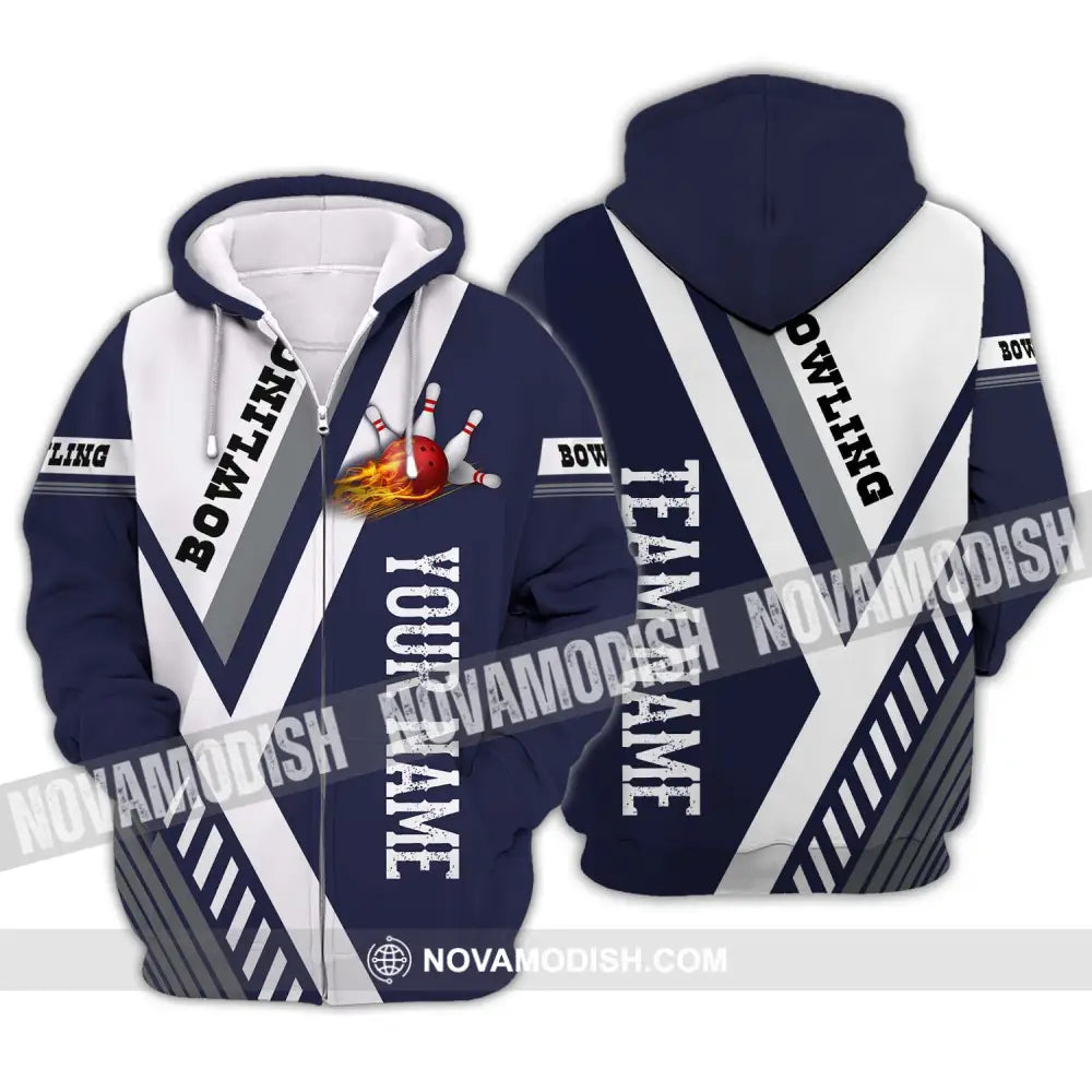Unisex Shirt - Custom Name And Team Name Shirt - Bowling Team Shirt - Bowling Lover Gift - Bowling Gift Zipper Hoodie