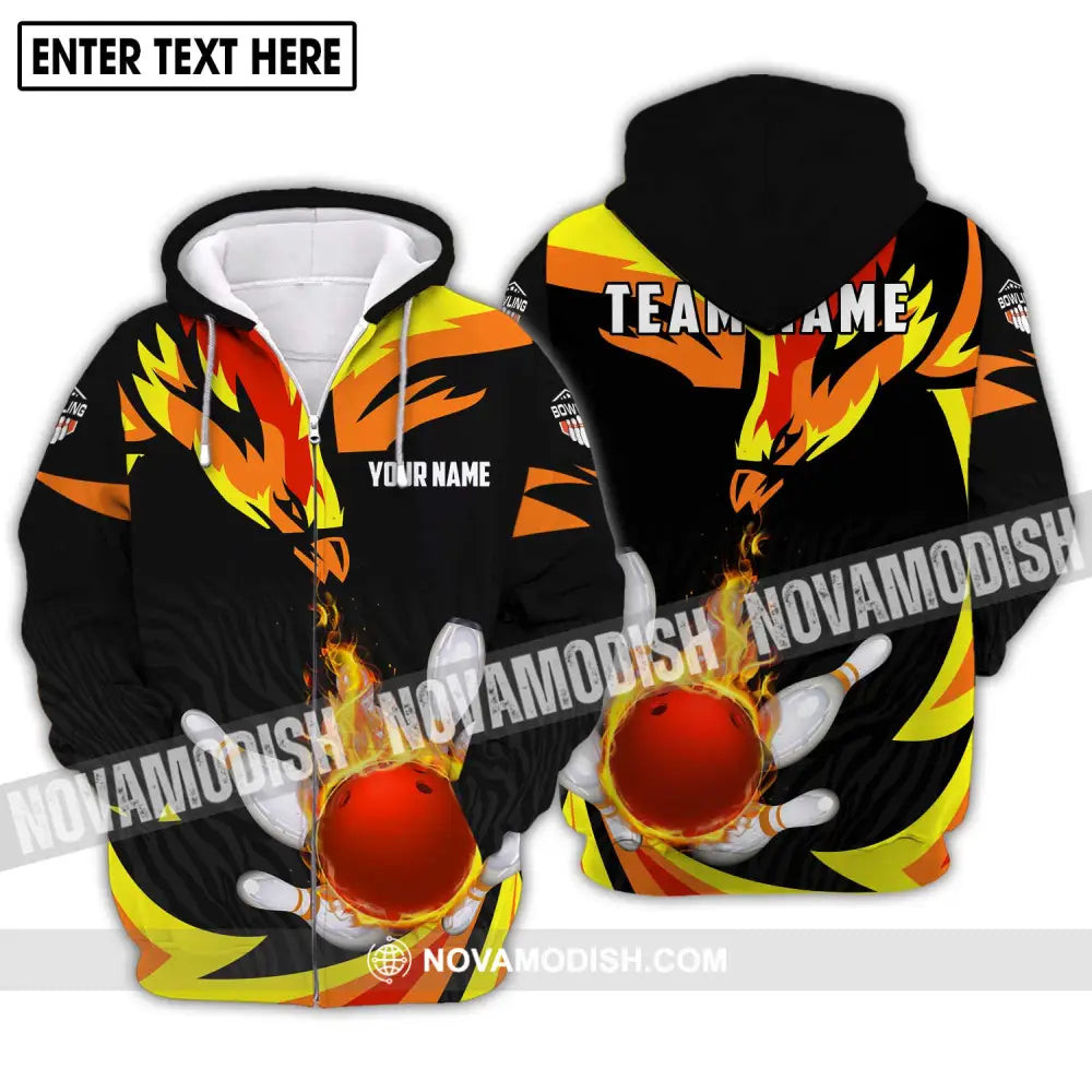Unisex Shirt - Custom Name And Team Name Shirt - Bowling Team Shirt - Bowling Lover Gift - Bowling Gift Zipper Hoodie
