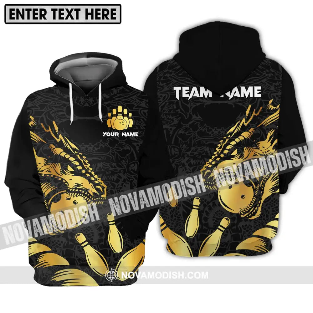 Unisex Shirt - Custom Name And Team Name Bowling Lover Shirt Golden Bowling Hoodie / S T-shirt