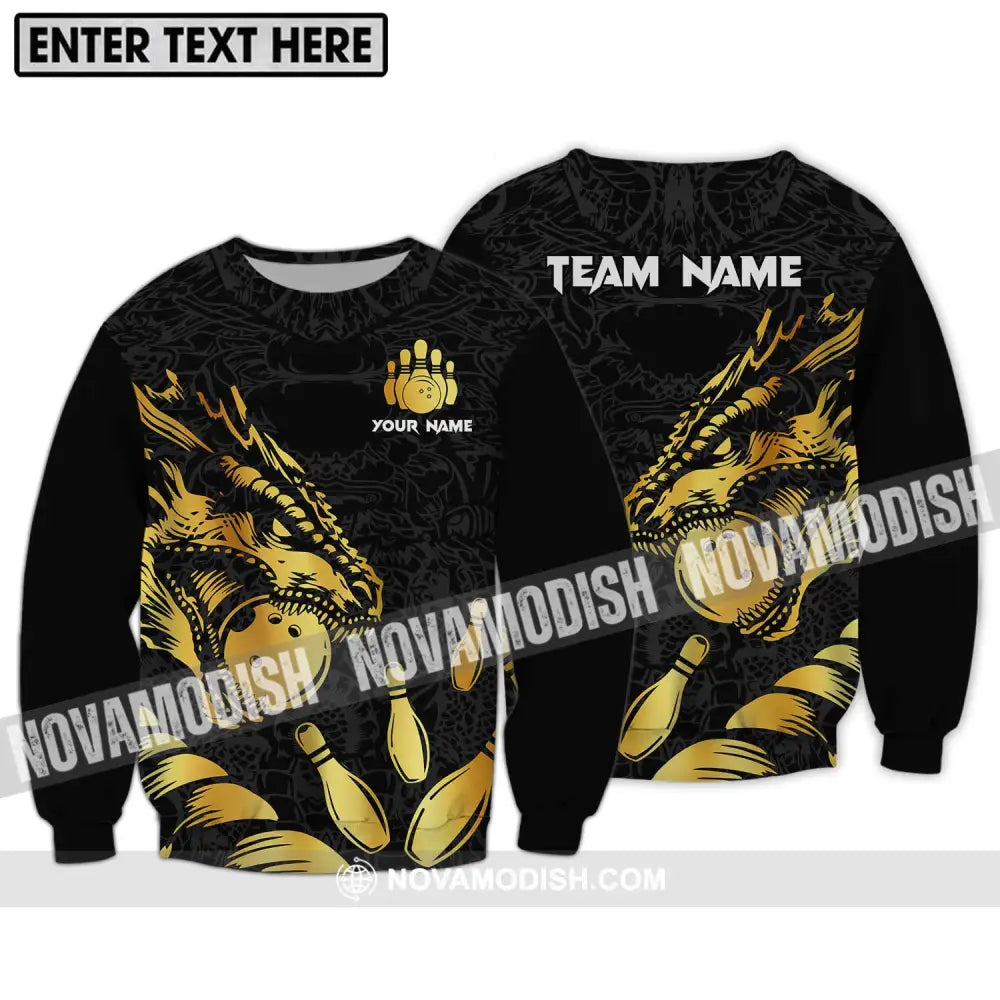 Unisex Shirt - Custom Name And Team Name Bowling Lover Shirt Golden Bowling Long Sleeve / S T-shirt