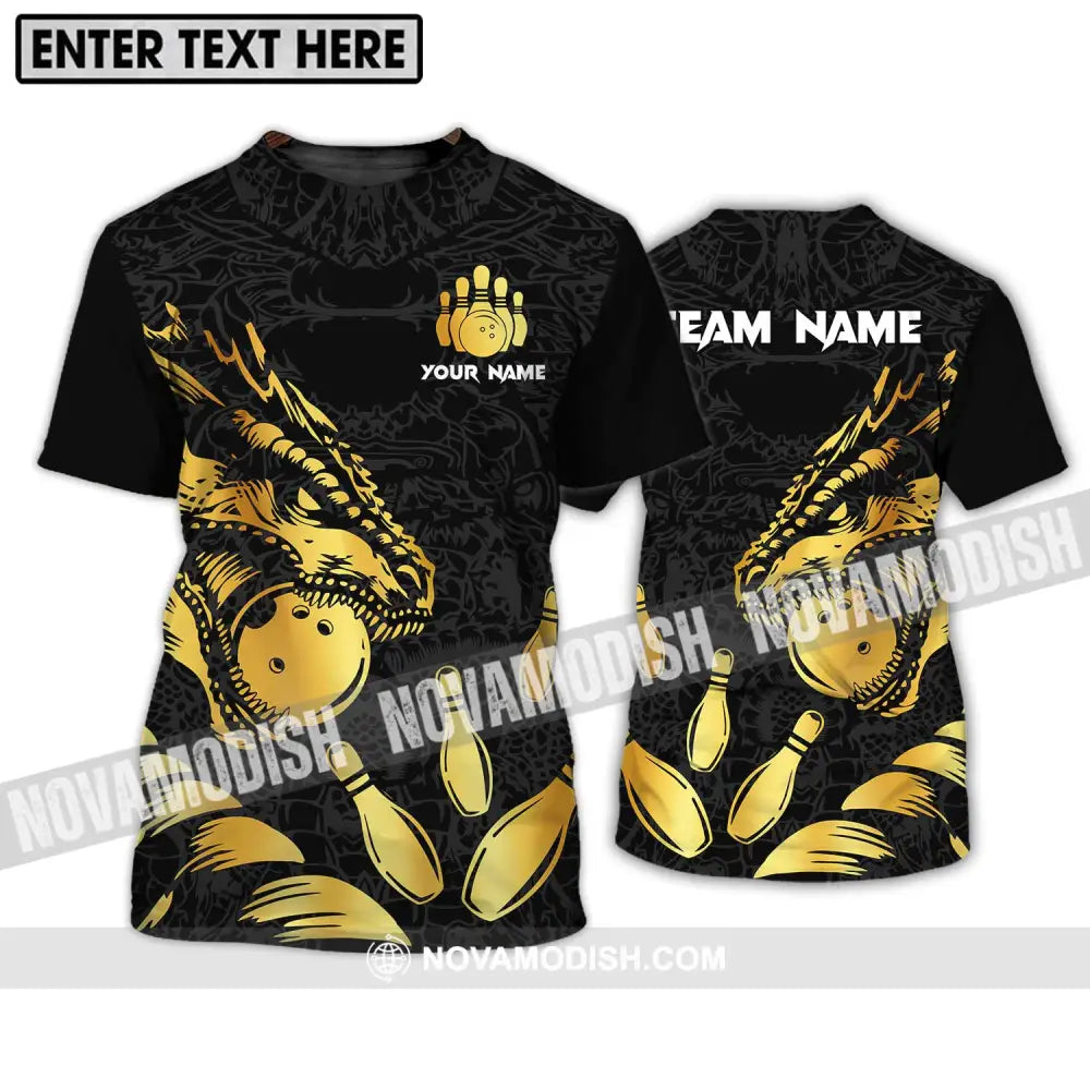 Unisex Shirt - Custom Name And Team Name Bowling Lover Shirt Golden Bowling T-Shirt / S T-shirt