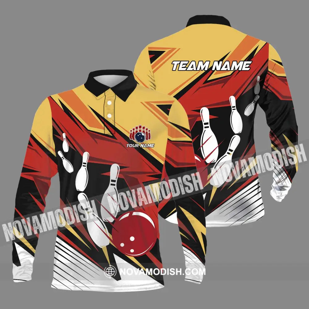 Unisex Shirt - Custom Name And Team Name Bowling Lover Shirt Bowling Hot Color Long Sleeve Polo / S T-shirt